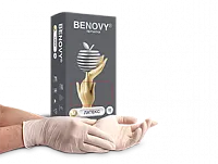 Перчатки латексные смотровые опудренные BENOVY Latex Powdered 