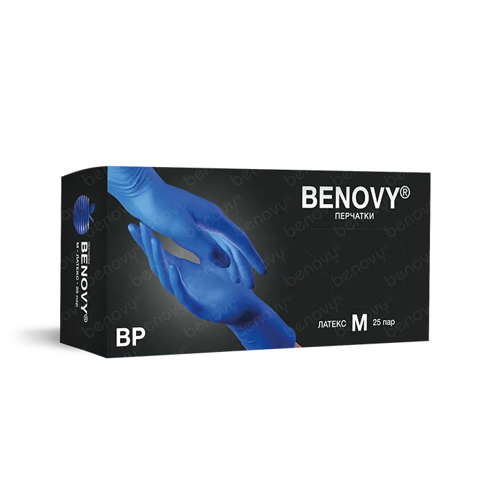 BENOVY ЛАТЕКС ВЫСОКИЙ РИСК, перчатки латексные, полностью текстурированные, повышенной прочности, синие, Малайзия BENOVY ЛАТЕКС ВЫСОКИЙ РИСК, перчатки латексные, полностью текстурированные, повышенной прочности, синие, Малайзия