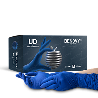 BENOVY Latex Ultra Density Перчатки латексные ультраплотные текстурированные цвет синий, Таиланд, 25 пар