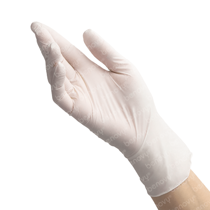 BENOVY Nitrile MultiColor BS Перчатки нитриловые текстурированные на пальцах белые, Китай, 50 пар