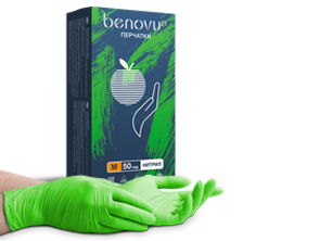 Перчатки нитриловые зеленое яблоко BENOVY Nitrile Multicolor 