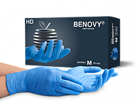 BENOVY Nitrile MultiColor BS перчатки нитриловые особопрочные текстурированные на пальцах голубые, Китай, 50 пар