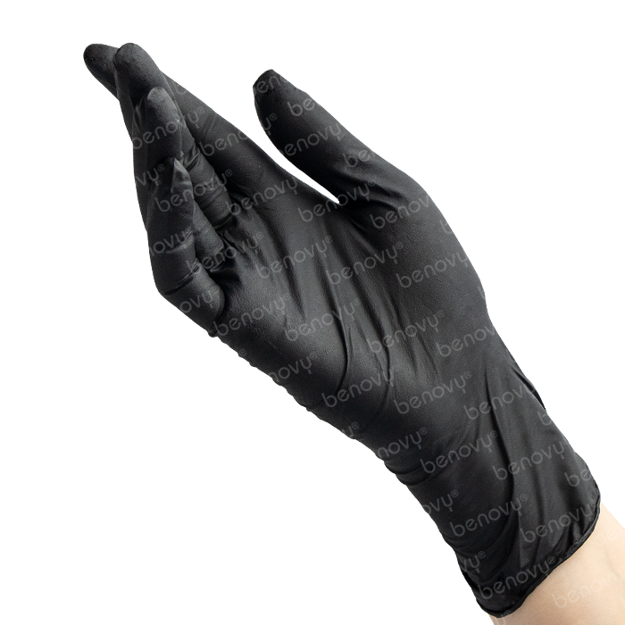 BENOVY Nitrile MultiColor перчатки нитриловые смотровые с полной текстурой черные