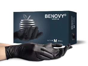 Черные нитриловые перчатки BENOVY Nitrile Multicolor 